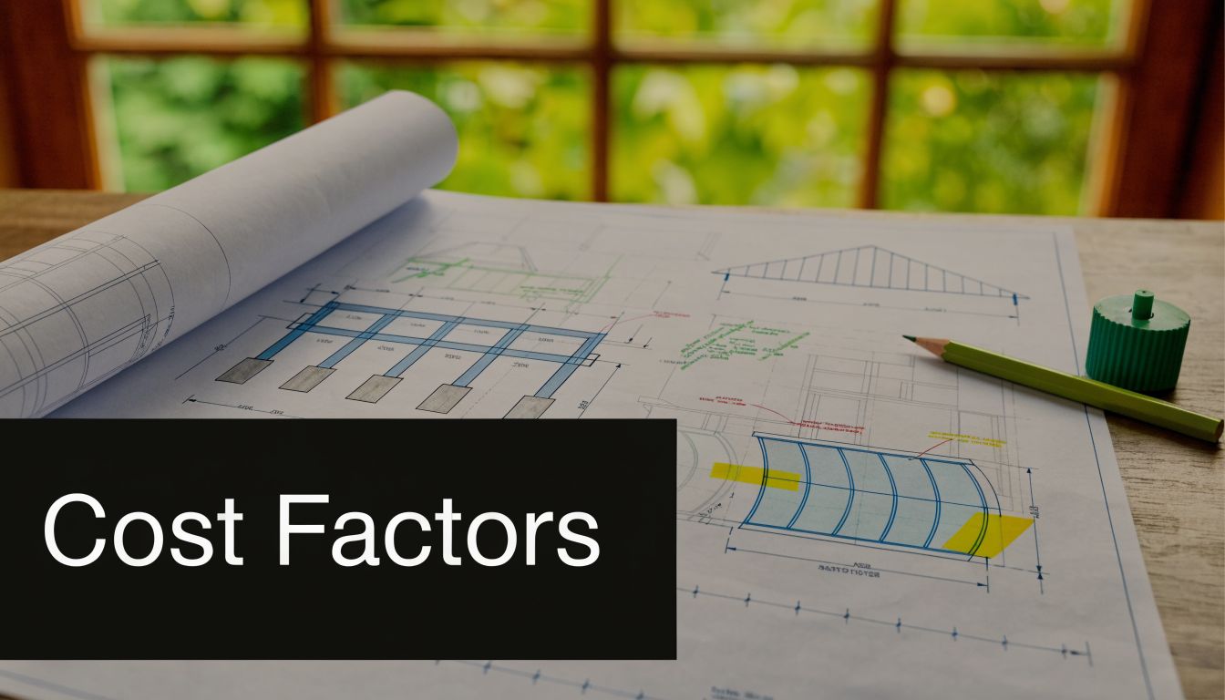 A blueprint of a home architectural design with a pencil placed on a wooden table surface.