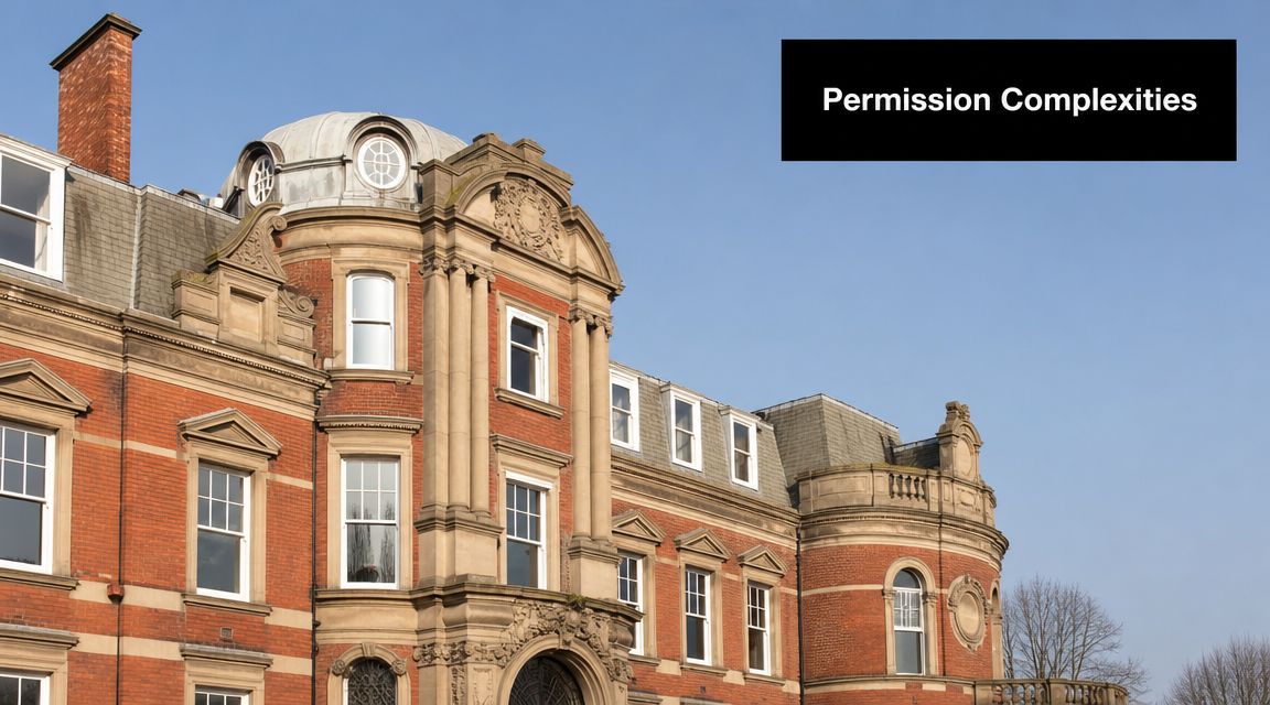 A historic red brick building with architectural details set against a clear blue sky background.