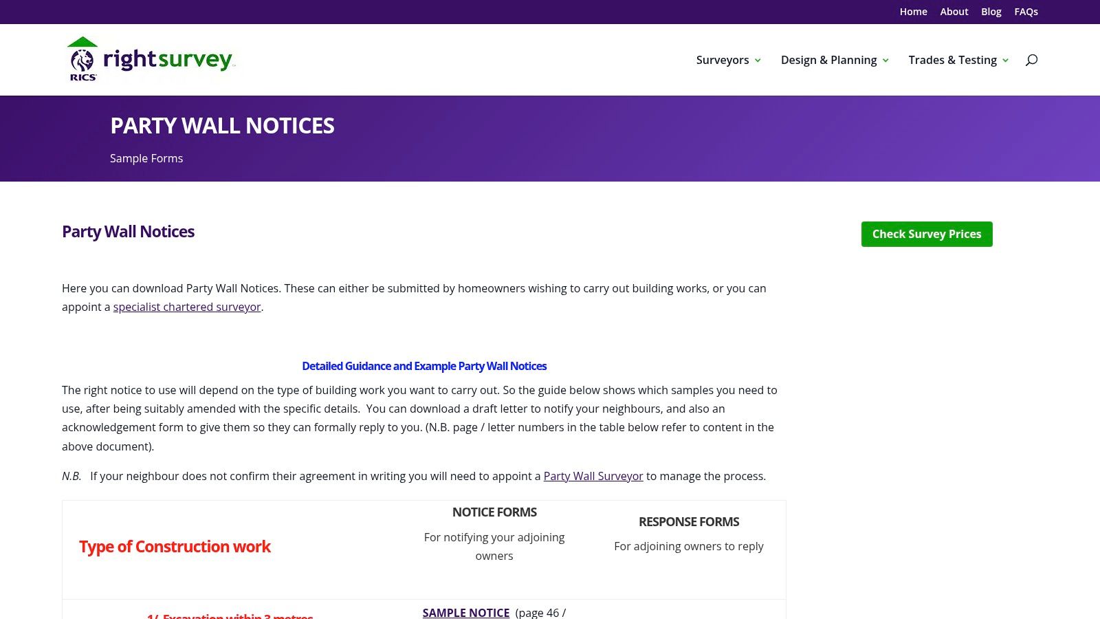 Right Survey – Party Wall Notices (Sample Forms + Responses)