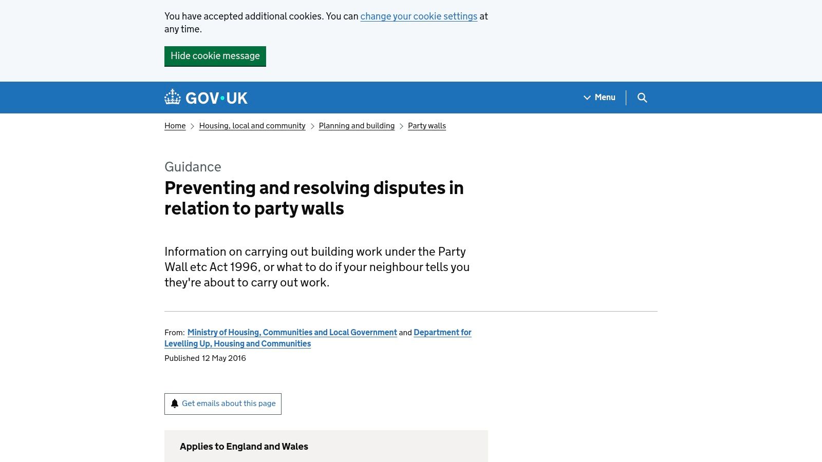 GOV.UK – Party Wall Explanatory Booklet + Official Example Letters